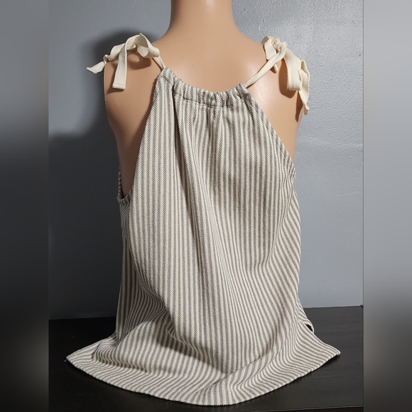 Madewell tie shoulder halter tank top striped size Medium stripes summer casual - Picture 7 of 10